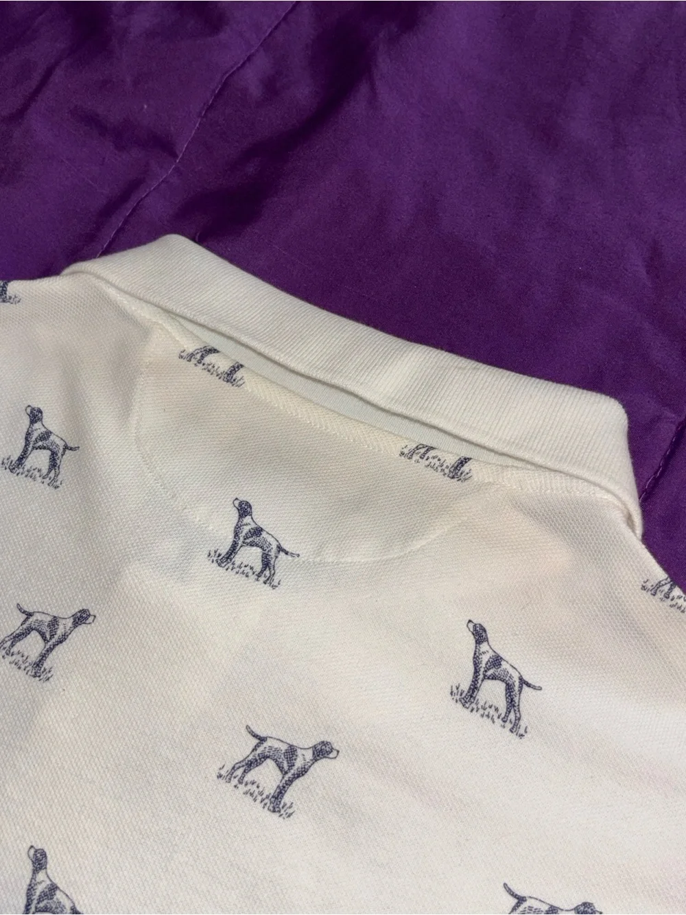 Polo by Ralph Lauren White Short-Sleeve Polo with Blue Dog Motif